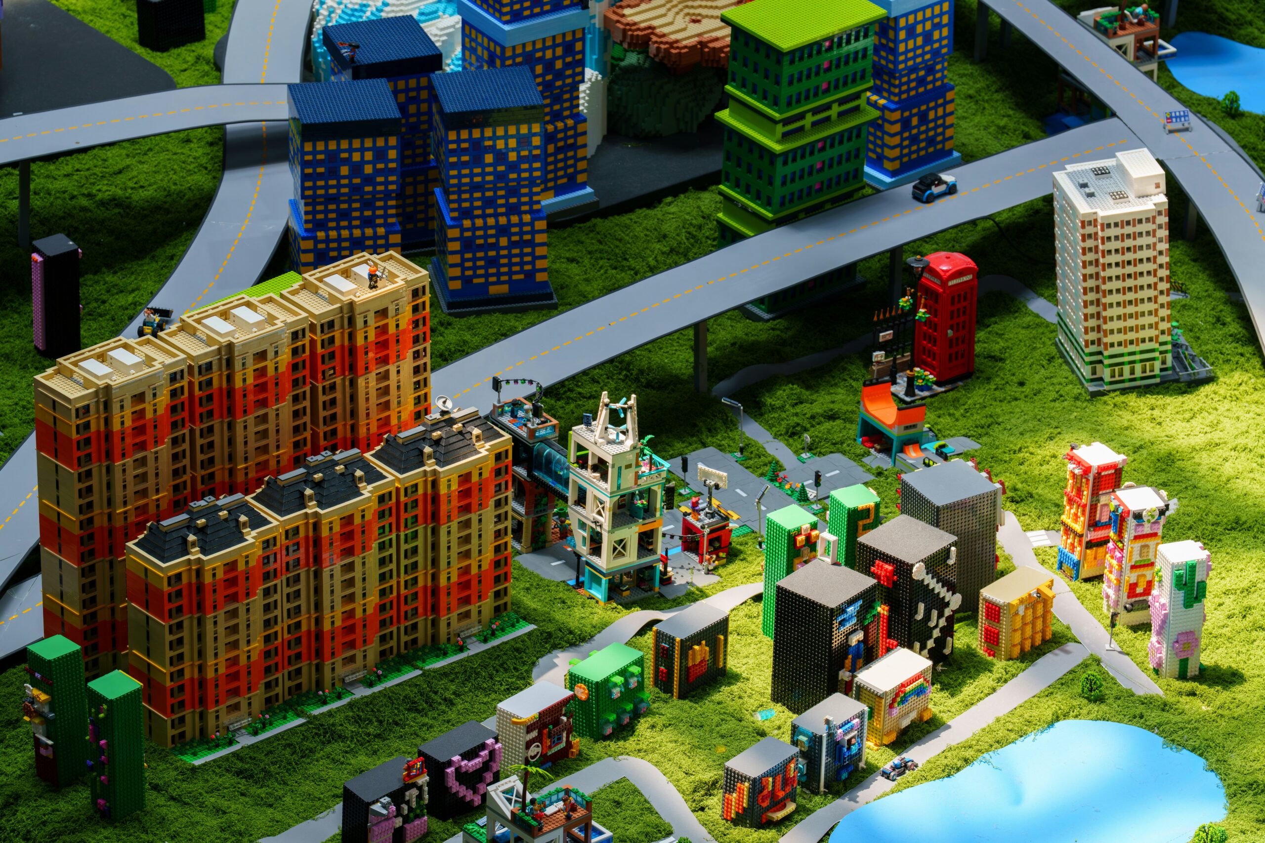 A vibrant futuristic cityscape designed as a Roblox event theme